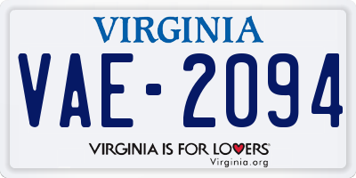 VA license plate VAE2094