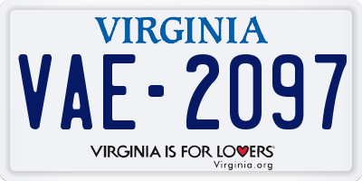 VA license plate VAE2097