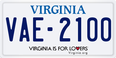 VA license plate VAE2100