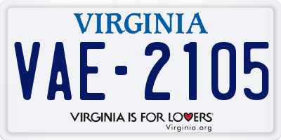 VA license plate VAE2105