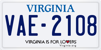 VA license plate VAE2108