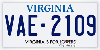 VA license plate VAE2109