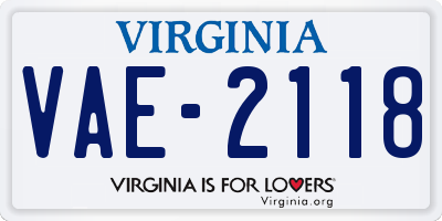 VA license plate VAE2118