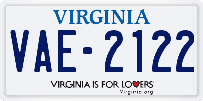 VA license plate VAE2122