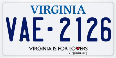 VA license plate VAE2126