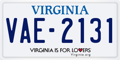 VA license plate VAE2131