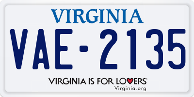 VA license plate VAE2135