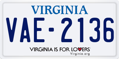 VA license plate VAE2136