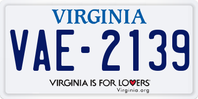 VA license plate VAE2139