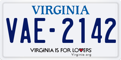 VA license plate VAE2142