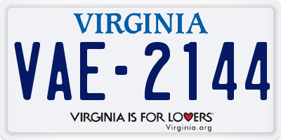 VA license plate VAE2144