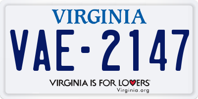 VA license plate VAE2147