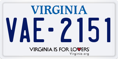 VA license plate VAE2151