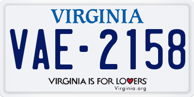 VA license plate VAE2158