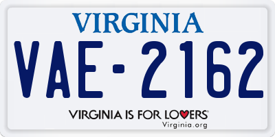 VA license plate VAE2162