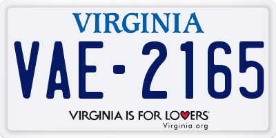 VA license plate VAE2165