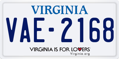 VA license plate VAE2168