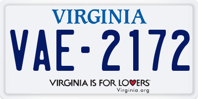 VA license plate VAE2172