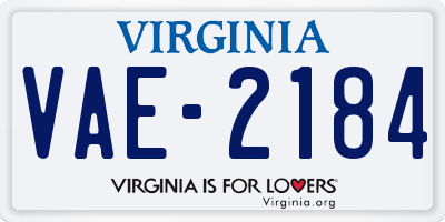 VA license plate VAE2184