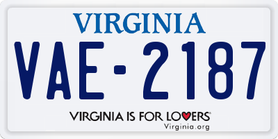 VA license plate VAE2187