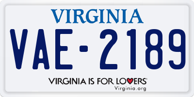 VA license plate VAE2189