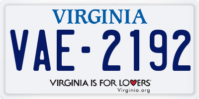 VA license plate VAE2192