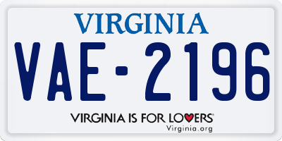 VA license plate VAE2196