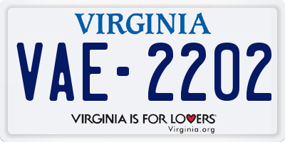 VA license plate VAE2202