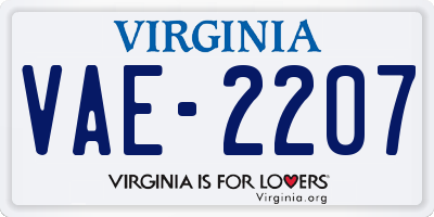VA license plate VAE2207