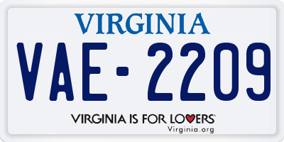 VA license plate VAE2209