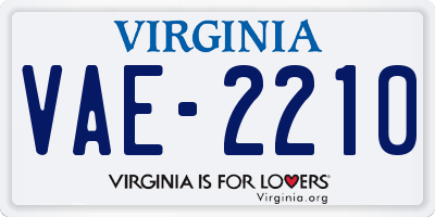 VA license plate VAE2210
