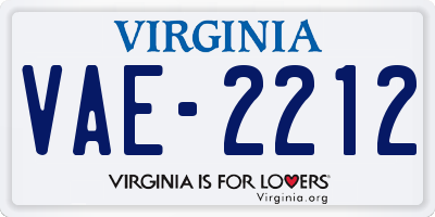 VA license plate VAE2212
