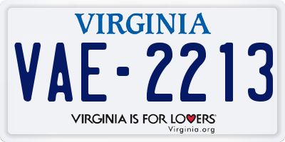 VA license plate VAE2213
