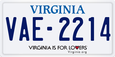 VA license plate VAE2214