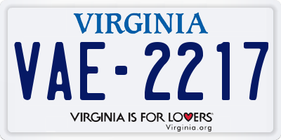 VA license plate VAE2217