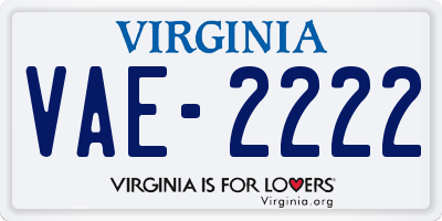 VA license plate VAE2222