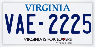 VA license plate VAE2225