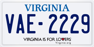 VA license plate VAE2229