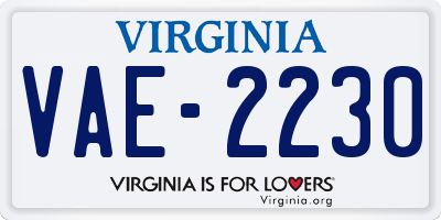 VA license plate VAE2230
