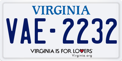VA license plate VAE2232