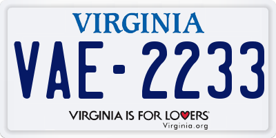 VA license plate VAE2233