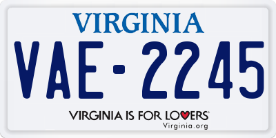 VA license plate VAE2245