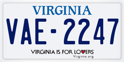 VA license plate VAE2247