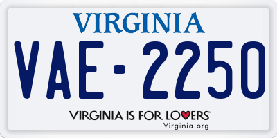 VA license plate VAE2250