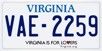 VA license plate VAE2259