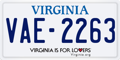 VA license plate VAE2263