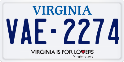 VA license plate VAE2274