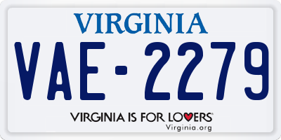 VA license plate VAE2279