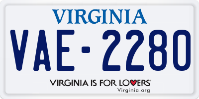 VA license plate VAE2280