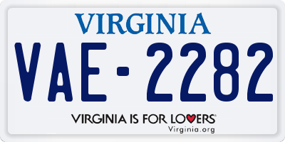 VA license plate VAE2282